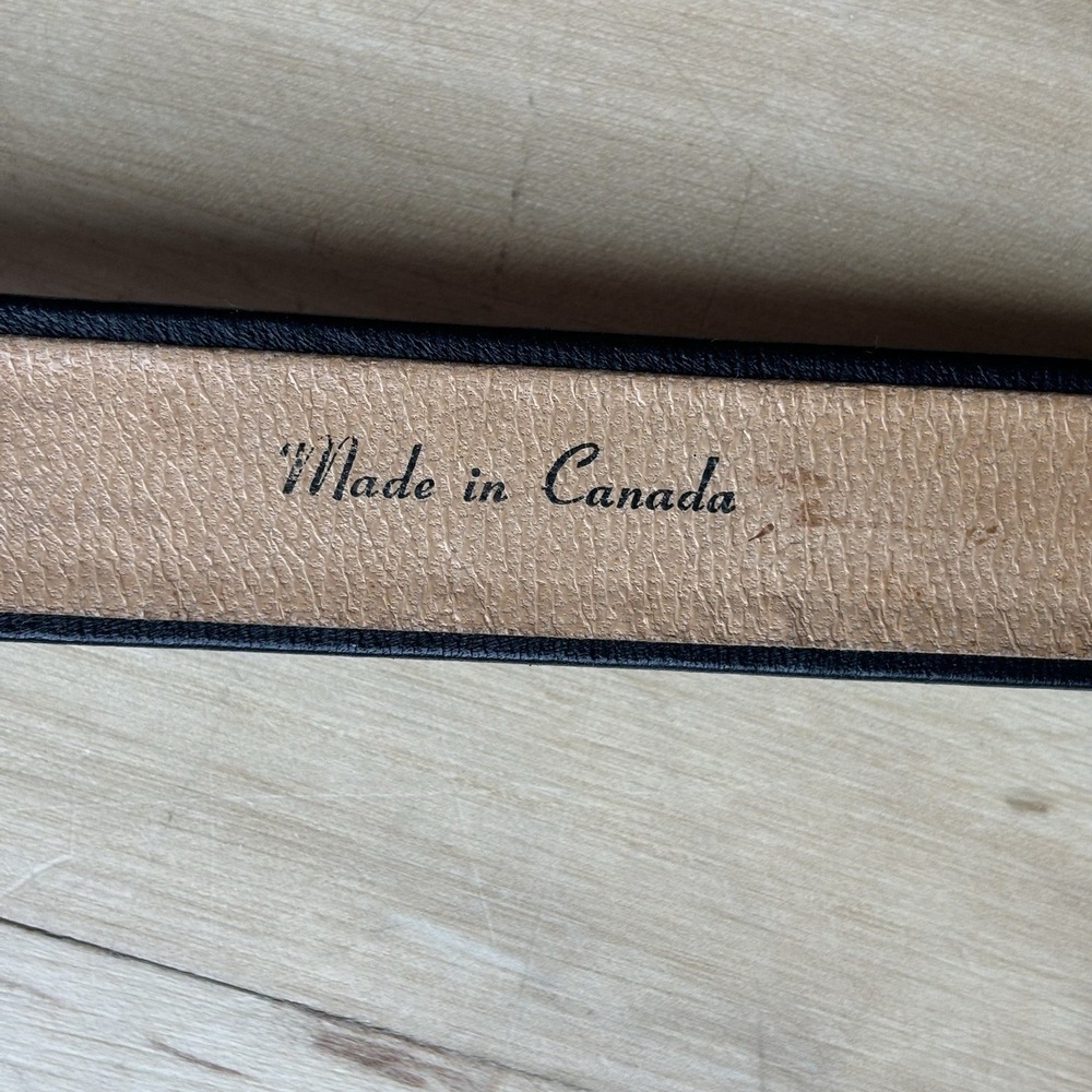 Les Creations Elite Black‎ Genuine Leather Belt Size 30 Metal Buckle 80s Retro - Picture 4 of 10